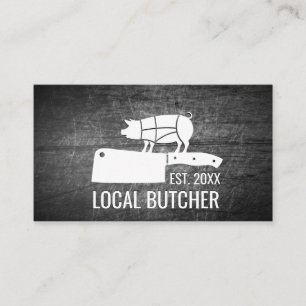 Butcher Meat Cut Chart Scratched Metal Business Card