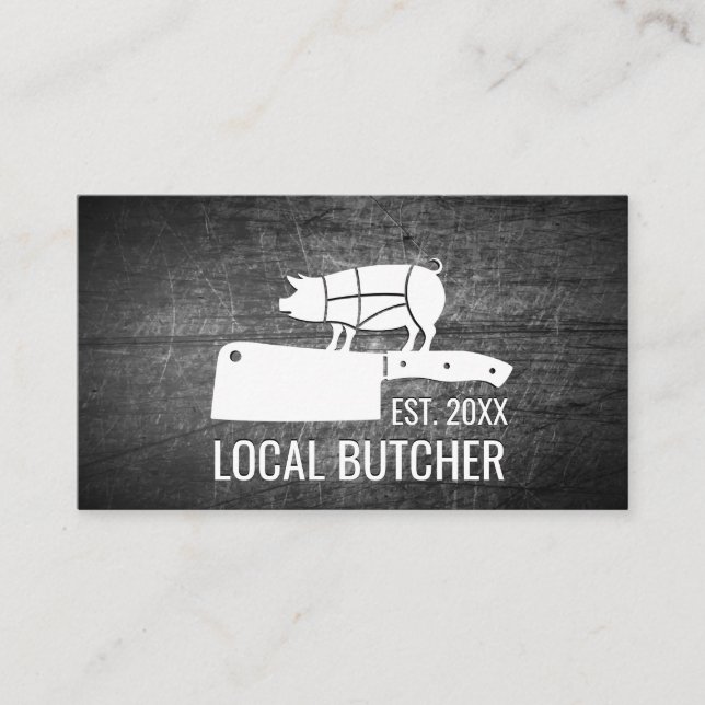 Butcher Meat Cut Chart | Scratched Metal Business Card (Front)