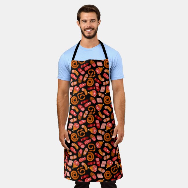 Butcher Meat Market Cuts of Meat Sausage Apron (Worn)