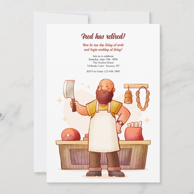 Butcher Retirement Party Invitation (Front)