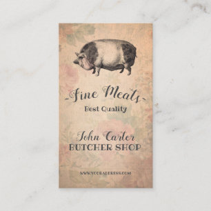 Butcher Shop Fine Meats Porky Pig Pink Card