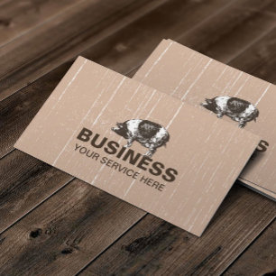 Butcher Shop Meat Market Pig Farm Rustic Cream Business Card