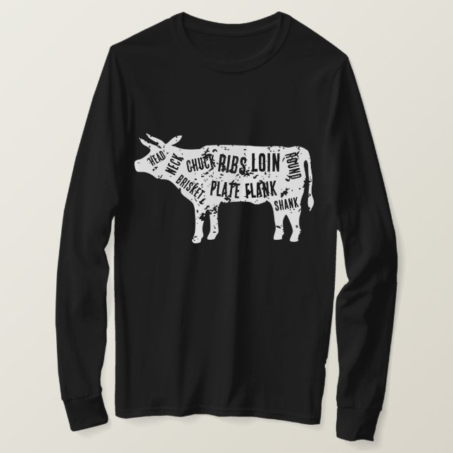 Butcher's beef cuts diagram shirt for meat lover (Design Front)