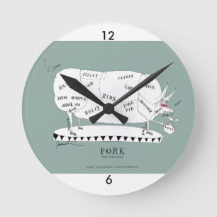 butchers cuts - pig, tony fernandes round clock