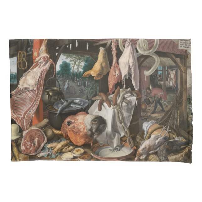 Butcher's Stall (by Pieter Aertsen) Pillowcase (Front-Left)