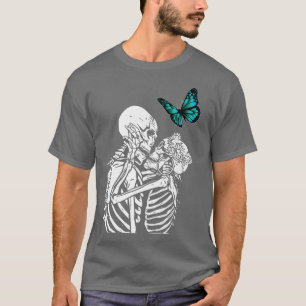 Buterfly Kissing Skeleton Grunge Fairycore Goth Ha T-Shirt