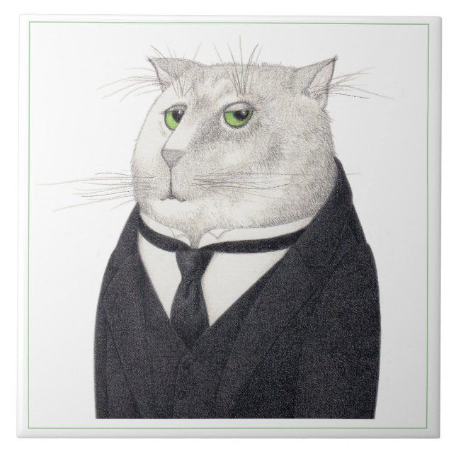 BUTLER CAT 6" Square Ceramic Tile (Front)