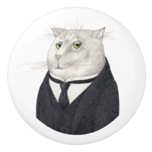BUTLER CAT Ceramic Drawer Knob
