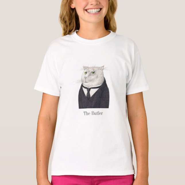 BUTLER CAT Girls' Basic T-shirt  (Front)