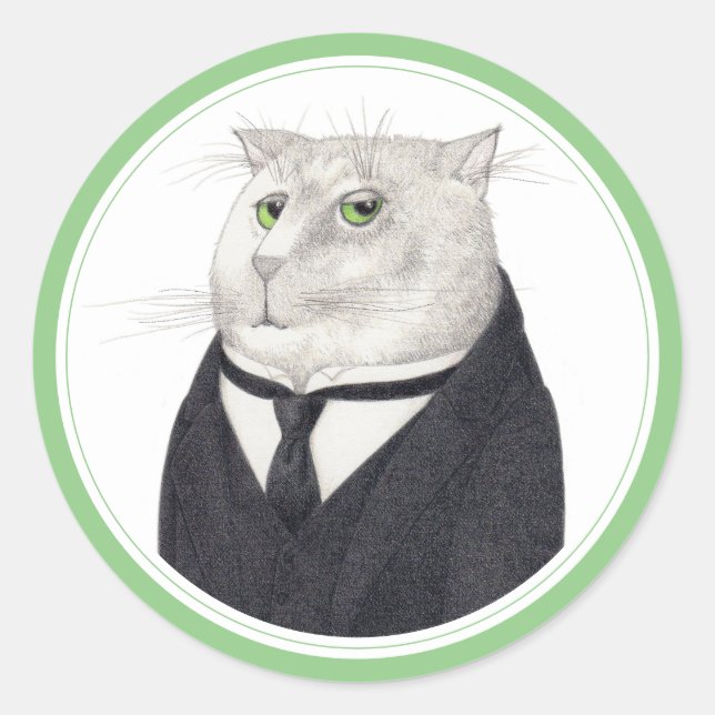 BUTLER CAT Large Round Stickers (Front)