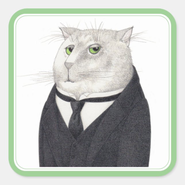 BUTLER CAT Large Square Stickers (Front)