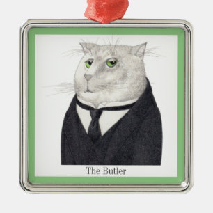 BUTLER CAT Premium Square Ornament + Text