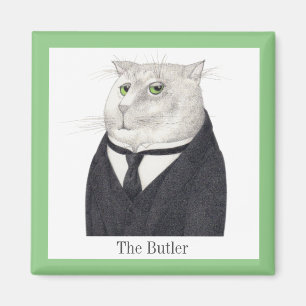 BUTLER CAT Square Magnet + Text