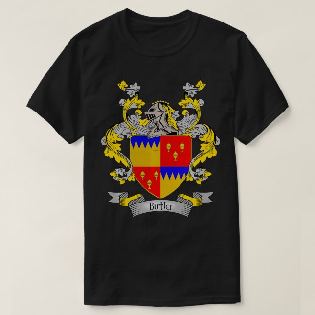 Butler Coat of Arms  Butler Surname Family Crest  T-Shirt (Design Front)