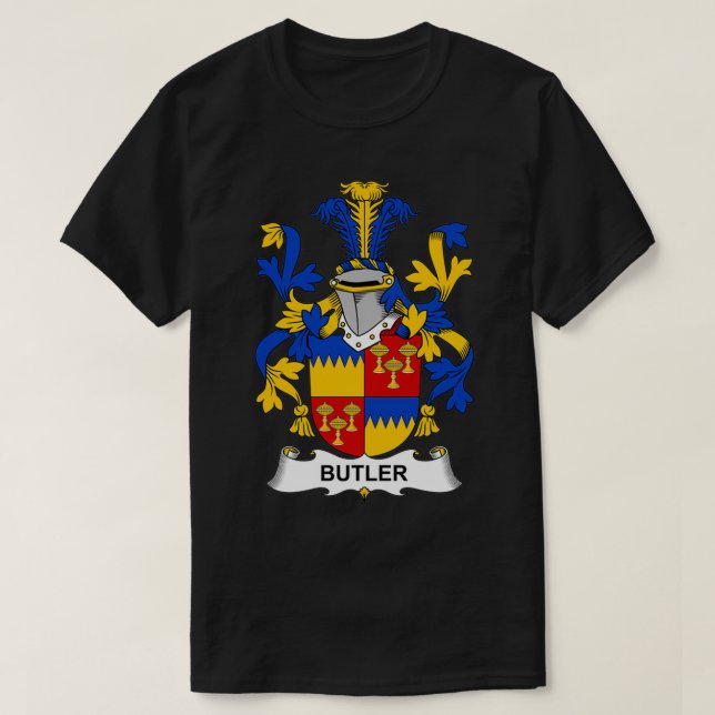 Butler Coat of Arms Family Crest  T-Shirt (Design Front)
