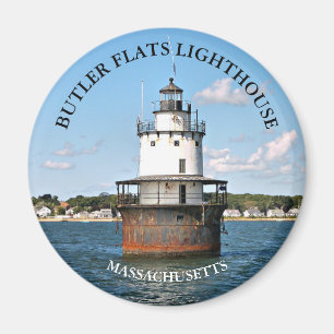 Butler Flats Lighthouse Massachusetts Round Magnet