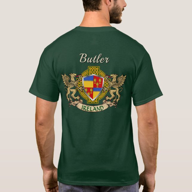 Butler Irish Shield & Griffins Personalised T-Shirt (Back)