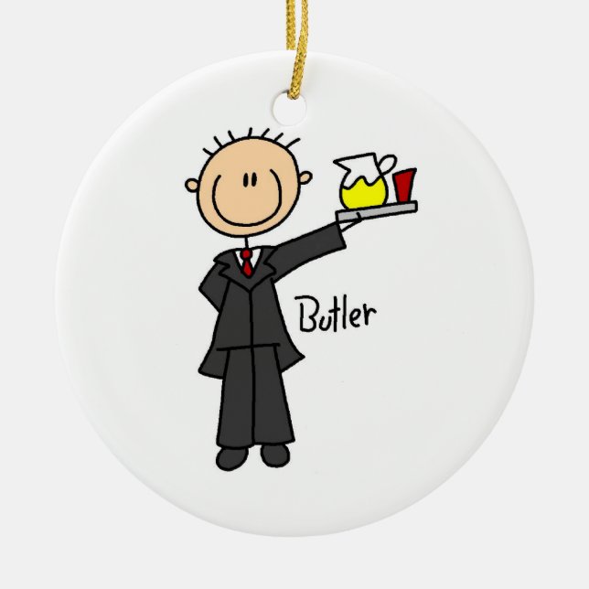 Butler Stick Figure Ceramic Tree Decoration (Front)