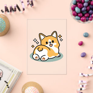 Butt First, Let's Nap – Cute Corgi Butt Cartoon Acrylic Invitations