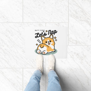 Butt First, Let's Nap – Cute Corgi Butt Cartoon Doormat