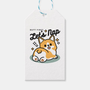Butt First, Let's Nap – Cute Corgi Butt Cartoon Gift Tags