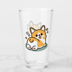 Butt First, Let's Nap – Cute Corgi Butt Cartoon Glass
