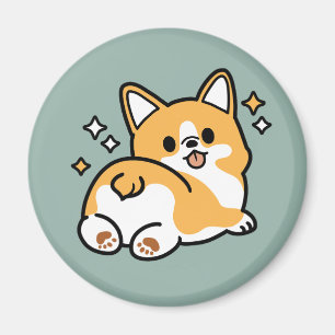 Butt First, Let's Nap – Cute Corgi Butt Cartoon Magnet