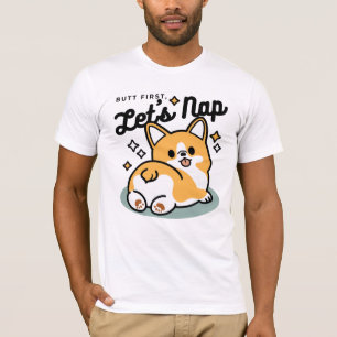 Butt First, Let's Nap – Cute Corgi Butt Cartoon T-Shirt