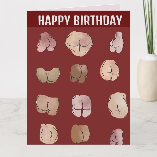 BUTT MAN FUNNY BIRTHDAY Greeting Card (Front)