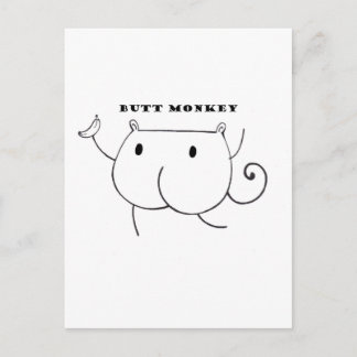 Butt Monkey Black and White Postcard