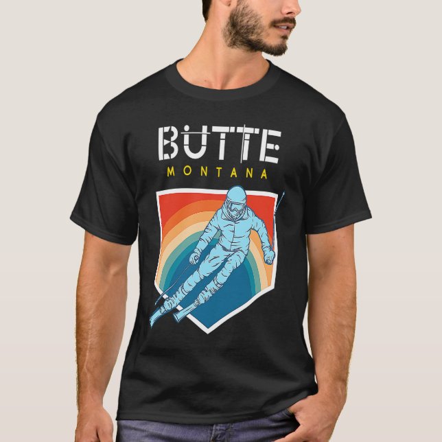 Butte Montana  USA Ski Resort  BACK PRINT T-Shirt (Front)