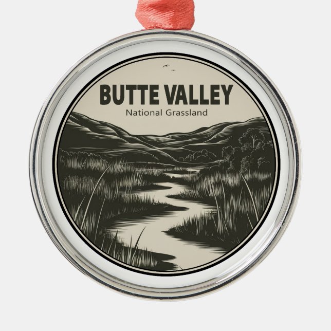 Butte Valley National Grassland California Stream Metal Tree Decoration (Front)