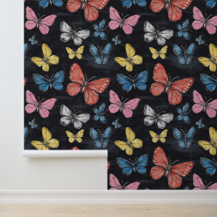 Buttefly Colourful Insect Collection Pattern Wallpaper