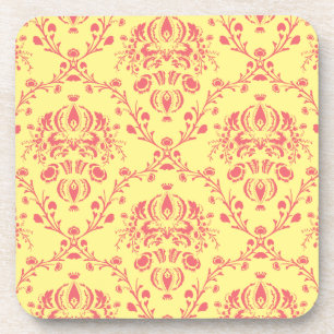 Butter and Cranberry Damask Coaster