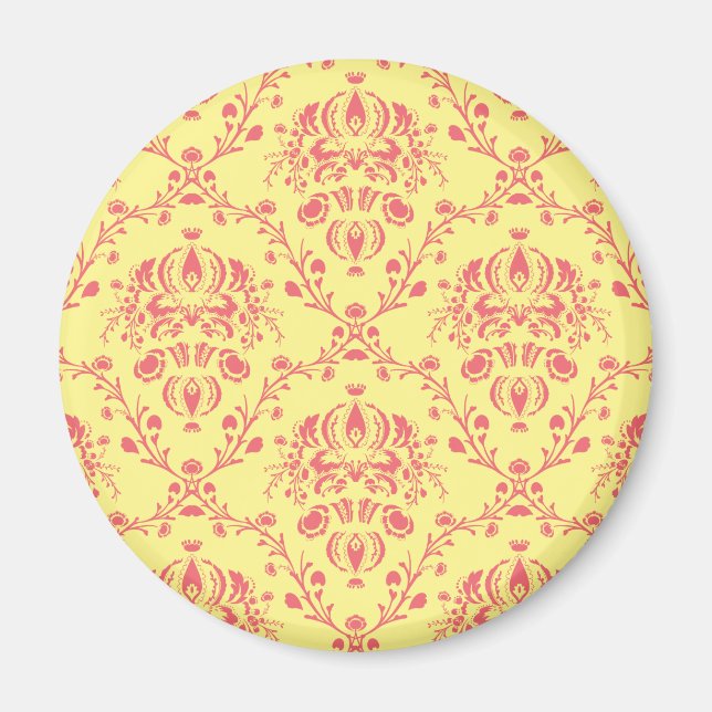 Butter and Cranberry Damask Magnet (Front)