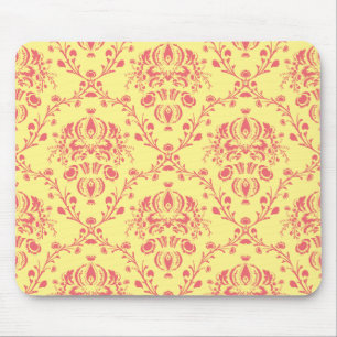Butter and Cranberry Damask Mouse Pad