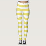 Butter and white colour horizontal striped leggings<br><div class="desc">Butter and white medium horizontal stripes Leggings.
Medium stripes : Style 1</div>