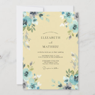 Butter Aqua Petal Wedding Invitation
