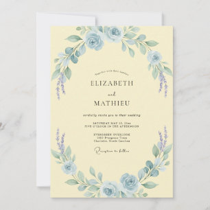 Butter Azure Bloom Wedding Invitation