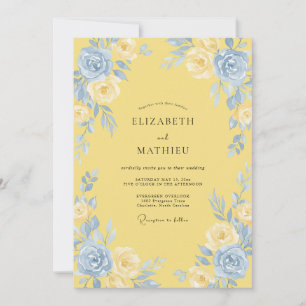 Butter Azure Peony Wedding Invitation