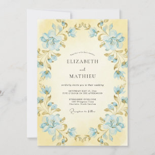 Butter Azure Wreath Wedding Invitation
