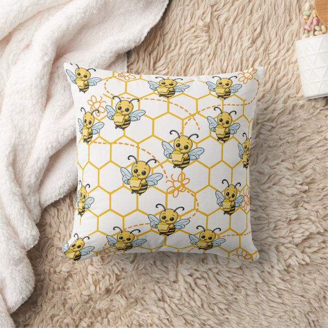 Butter Bee Buzzing Print Cushion (Blanket)