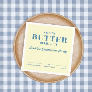 Butter Believe It Yellow Grade AA 2026 Graduation Napkin