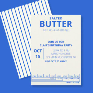 Butter Birthday Party Cooking party Invitation