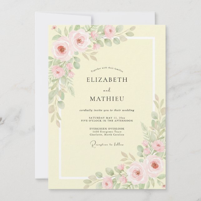 Butter Blush Blossom Wedding Invitation (Front)