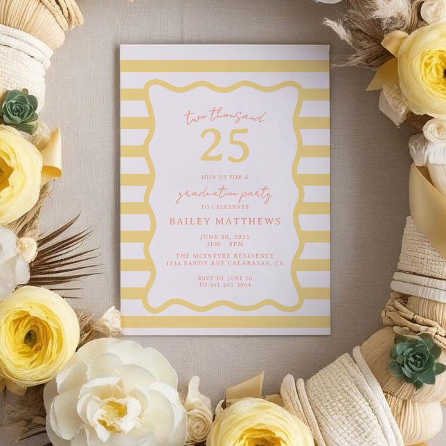 Butter Cabana Fun Yellow Graduation Party Invitation (Butter Cabana Yellow Graduation Invitation. Fun and bright graduation invitation.)