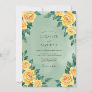 Butter Celadon Soft Rose Wedding Invitation