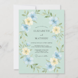 Butter Celeste Wreath Wedding Invitation