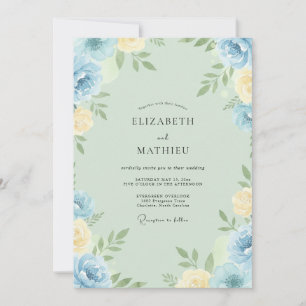 Butter Cerulean Painted Wedding Invitation
