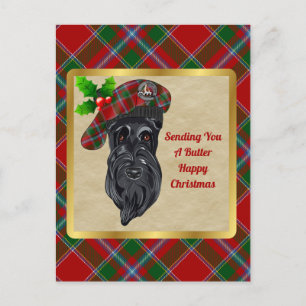 Butter Clan Badge & Tartan Christmas Postcard